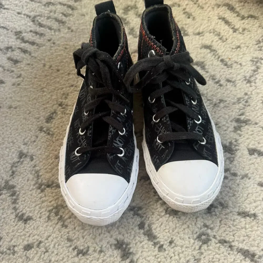 Youth Converse Not A Chuck Unisex Mid Ankle Sneaker Black Orange Skater Sz 1Y